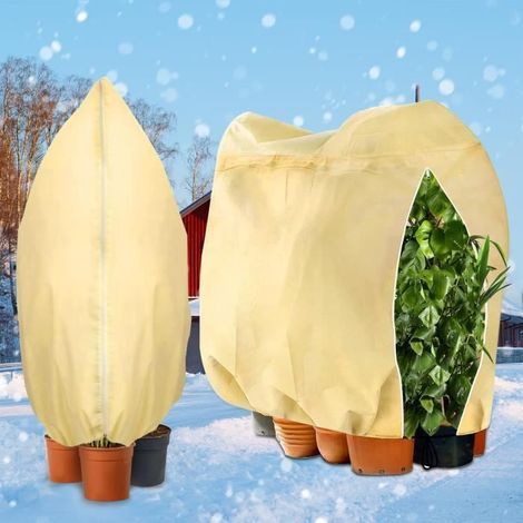 Winter Plant Covers, 2 pieces 180 x 120 cm with drawstring and frost protection fabric.
