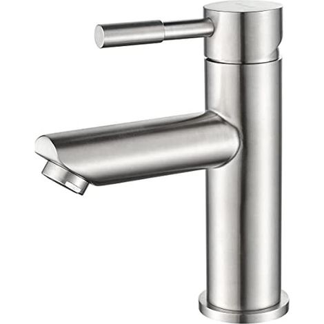 Robinet de lavabo en acier inoxydable et érable, robinet mitigeur, finition nickel poli (1/5)