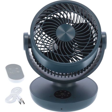 Elektrischer Ventilator mit Fernbedienung, digitaler LED-Anzeige und grünem USB-Anschluss (1/5)
