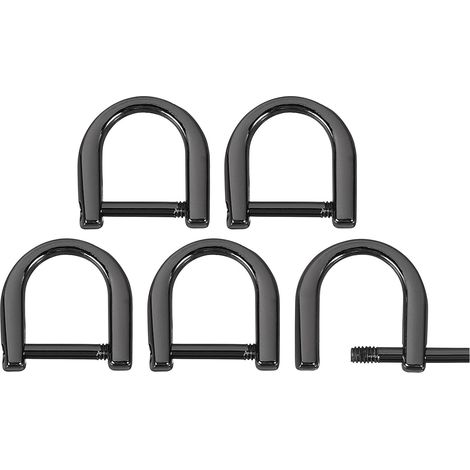 Anneaux en D à Visser 5pcs 0,35 Pouce en Alliage de Zinc Noir (1/5)