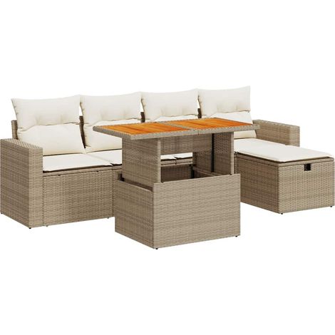 Maison Exclusive - Set sofás jardín y cojines 6 pzas ratán sintét (1/5)