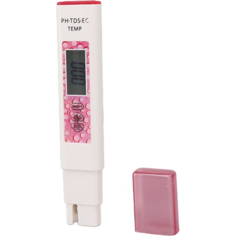 Stylo testeur d'eau numérique 4 en 1, précis, sensible et portable : mesure du pH, du TDS, de la conductivité électrique et de la température (rose). (1/5)