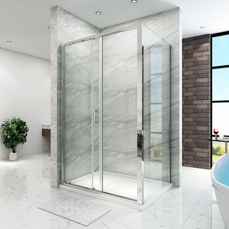 ELEGANT Sliding Shower Door 1200mm Waterproof Wet Room with 800mm Bathroom Screen Panel 6mm Safety Tempered Glass Shower Enclosure (1/5)