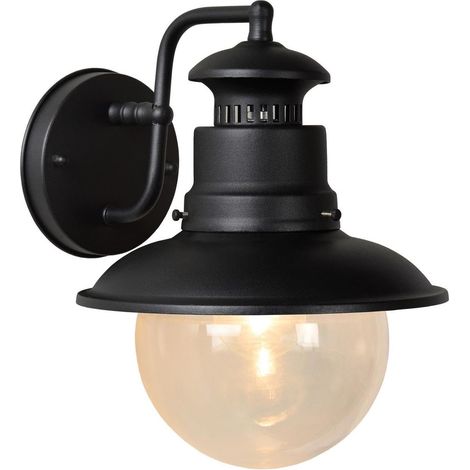 Applique murale Intérieur/Extérieur - Ø 21,5 cm - 1xE27 - IP44 - Noir (1/5)