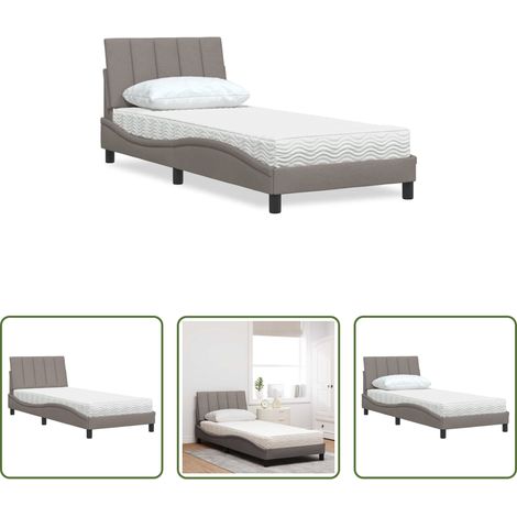 vidaXL Sommeil profond - Lit avec matelas Hanko taupe 90x200 cm tissu (1/5)