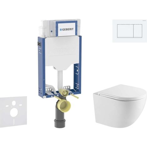 Geberit Kombifix - Conjunto de módulo de instalación empotrada, inodoro Oudee y asiento softclose, pulsador Sigma20, blanco/blanco mate SANI15CA3145 (1/5)