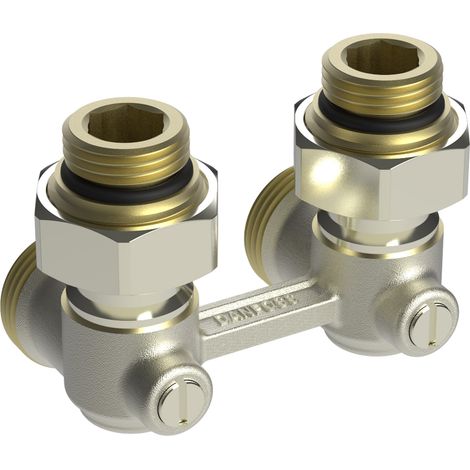 Danfoss – Raccord radiateur équerre 1/2 bitube 50mm – Mâle 3/4 – Laiton nickelé – Isolation individuelle sans vidange