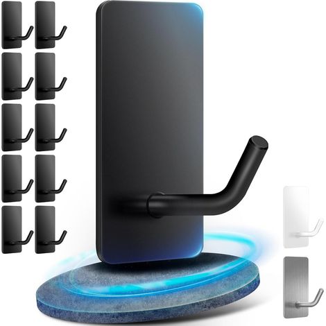 10 ganchos adhesivos de pared que soportan hasta 10 kg, adhesivo adicional, no requieren perforación, uso multiusos. (1/5)