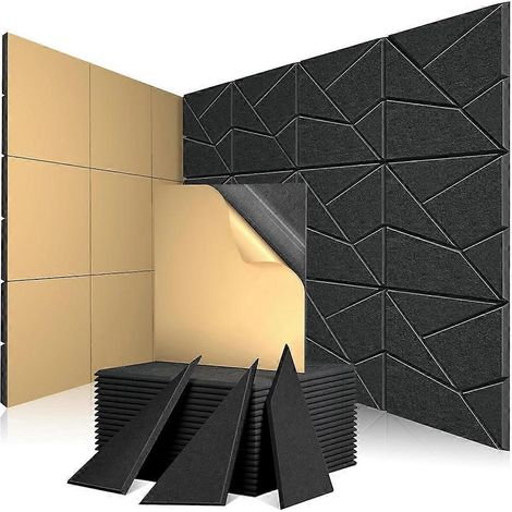 Lot de 12 panneaux muraux insonorisants et acoustiques pour studio, bureau, chambre --- (1/5)