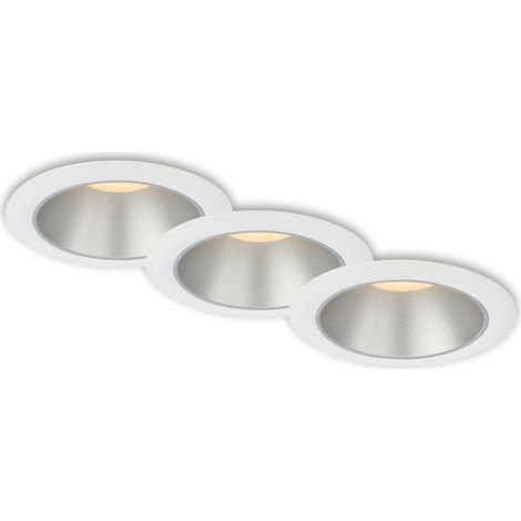 LED Einbauleuchten Bad 3er-Set Innenreflektor silber 4,9W Ø9,5 cm weiß Briloner (1/5)