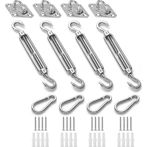 Kit de fijación de 44 piezas para toldos, acero inoxidable, M6, accesorios para toldos triangulares y cuadrados. (1/5)
