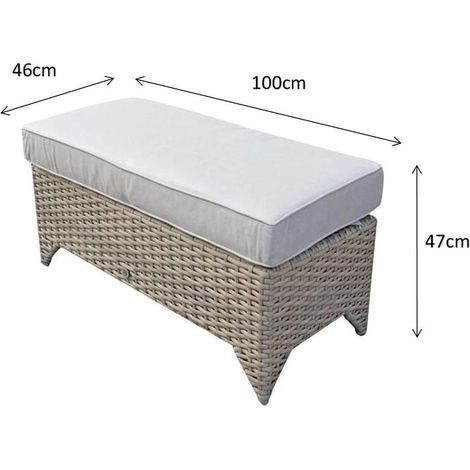 Signature Weave Sarah Wicker Ottoman Stool Bench Seat Furniture Cushion Natural