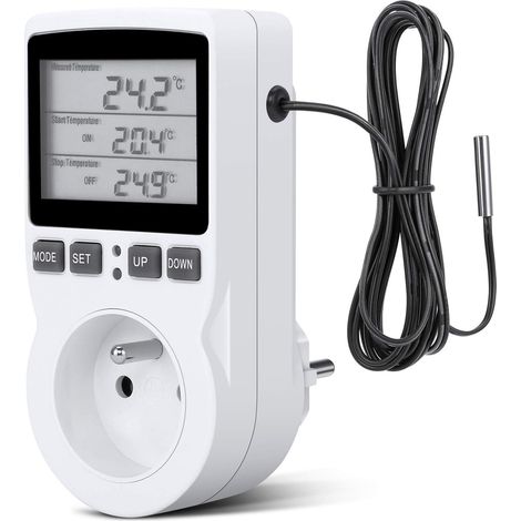 Digital Temperature Controller, Thermostat Socket, LCD Temperature Controller for Heating and Cooling, 200V-250V for Fixed Temperature Controller
