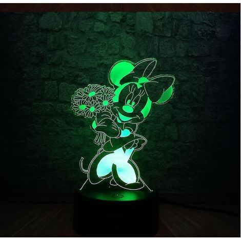Lampe de table Minnie Anime pour chambre d'enfant, veilleuse LED 3D