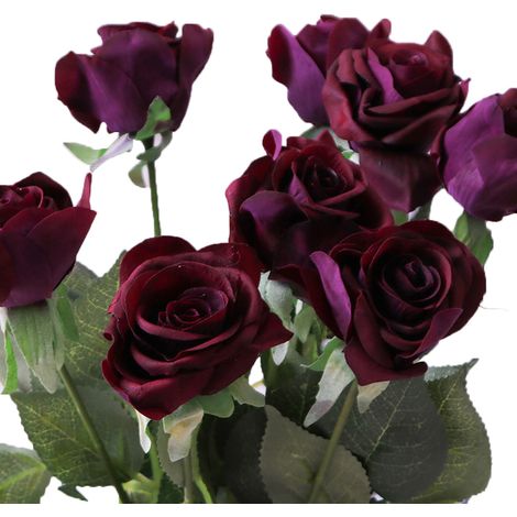 Bouquet De Fleurs Artificielles - Tissu De Haute Qualité - Décoration Maison Et Fête - Violet Foncé - 1 Pièce (1/2)