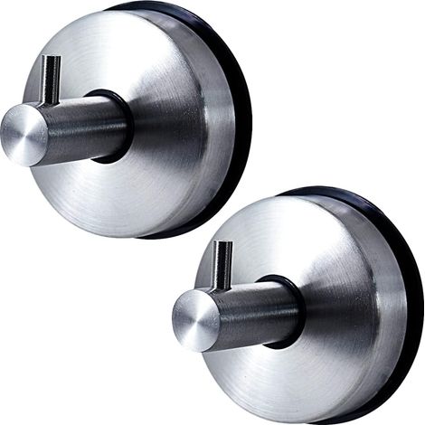 2 Pièces Crochet Ventouse Salle de Bain Mural Acier Inox Porte Serviette Ventouse Accroche Torchon Douche Puissant Cuisine Patère Manteau Carrelage Chambre (Argenté)