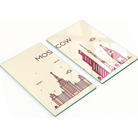 Tablas decorativas de vidrio para cortar y servir, Edificio Moscú, 2x30x52 cm (1/5)
