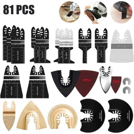 S-giant 81 Pièces Lames de Scie Oscillantes Bois Plastique Métal Universelle Outil Multifonctions Accessoires Kit y compris Sac de Rangement Convient pour DeWalt Parkside Black&Decker Makita et Plus
