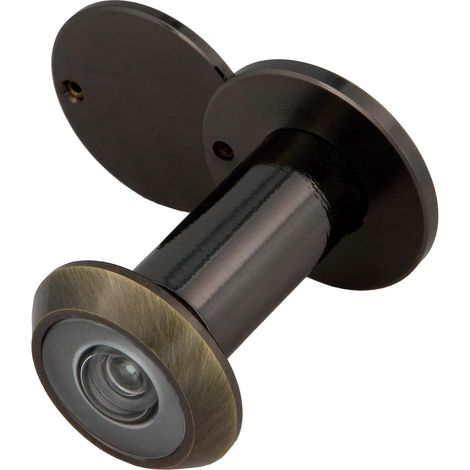 1 Judas De Porte Grand Angle Ø14mm Laiton Finition Cuir Pour Épaisseur 35-60mm Sécurité Famille