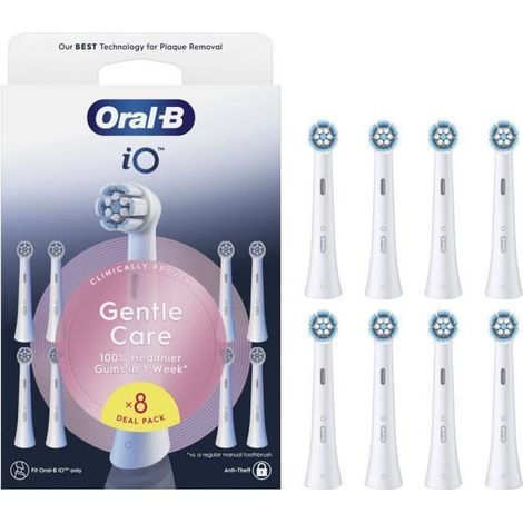 Brossettes - ORAL-B - iO refills Gentle Care - Pack de 8 - Blanc (1/5)