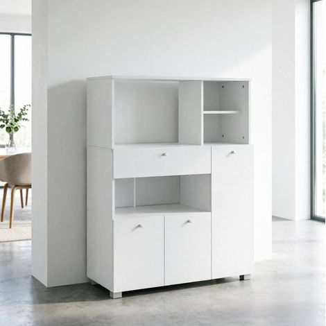 Mobile contenitore 90 x 40 x 120 cm bianco con ripiani aperti e cassetto HAVRYA (1/5)