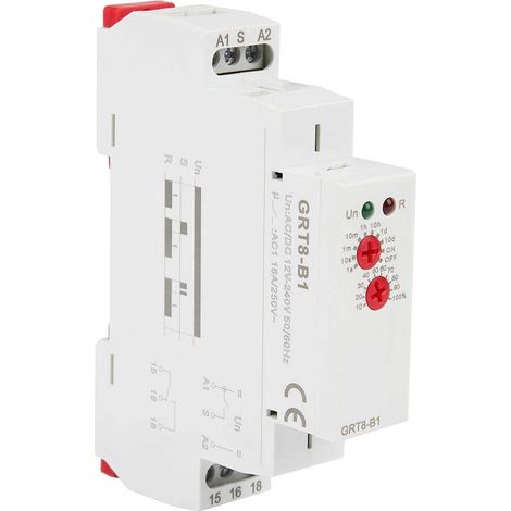 Mini Relais Temporisé Module de Minuterie Relais Retard OFF AC/DC 12V 240V GRT8-B1 avec Mise Hors Tension 0,1 s-10 jours Indicateurs LED Montage sur Rail DIN 35 mm (1/5)