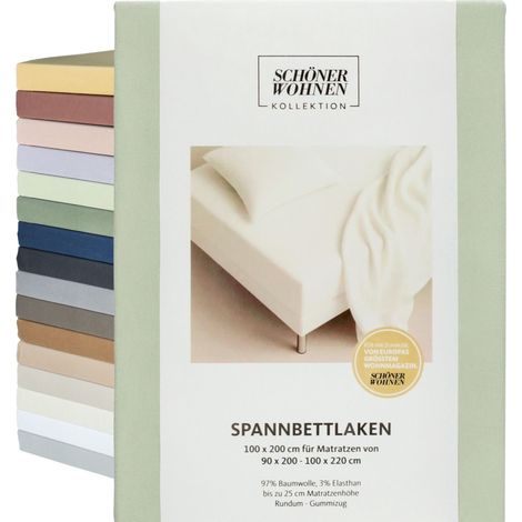 SCHÖNER WOHNEN lenzuolo con angoli FLAT - 1 pezzo 200x200 cm, Bianco