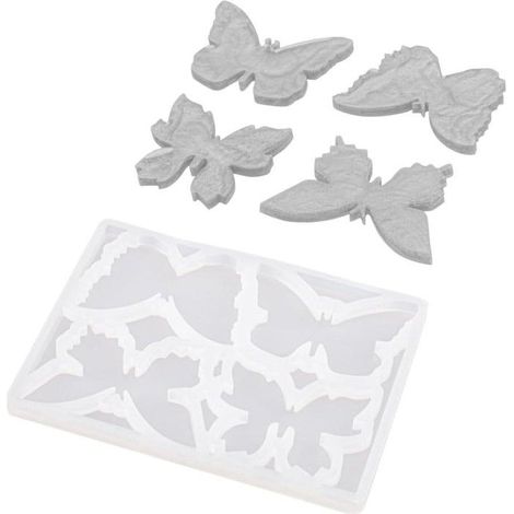 Ideen mit Herz Moule en silicone motif papillons 1 DIY Moule pour résine époxy, peinture à résine UV, plâtre, cire ou savon (1/4)