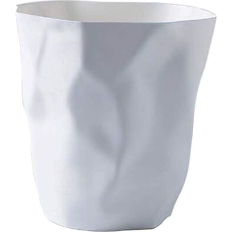 Poubelle Corbeille à Papiers en Plastique Bureau Chambre Irrégulière Écologique - Blanc Grande (1/4)
