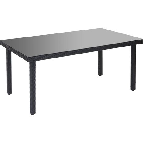 [NEUWERTIG] Poly-Rattan Gartentisch Chieti, Esstisch Tisch mit Glasplatte, 160x90x74cm anthrazit (1/5)