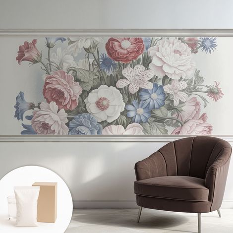 Papier peint intissé pour salon chambre à coucher peint imprimé pour mur - Colle incluse gratuite Bouquet coloré 250x104 cm (1/5)