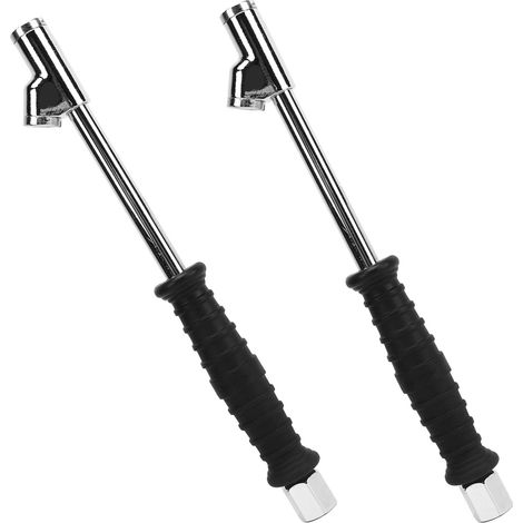 Lot de 2 tiges de gonflage pour pneus de voiture, embout double de 6,35 mm (1/4 pouce), compatibles avec les pompes à air et les accessoires de gonflage pour véhicules. (1/5)