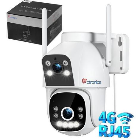 Ctronics Caméra de Surveillance Extérieure 4G LTE 2 Objectif , Détection Humaine, Vision Nocturne Couleur, Audio Bidirectionnel, PTZ (1/5)