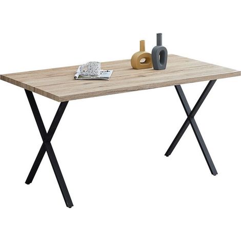 Dining Table, 140cm Industrial Rectangle Kitchen Table with Metal legs,Oka