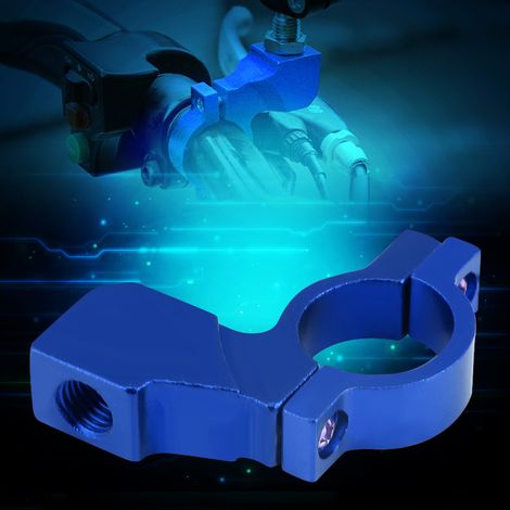 Adaptateur miroir rétroviseur moto 10 mm bleu support guidon bride fixation (1/5)