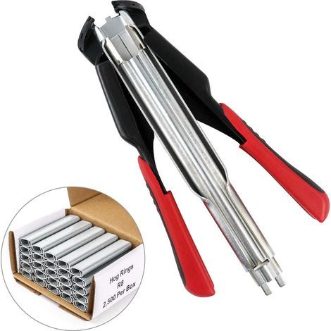 Nagelpistole, Set mit Schweinenasenringzange, automatische Zaunzange mit 2500 Schweinenasenringen, geeignet für Tierzäune, Matratzen, Autositze, Haustierkäfige.