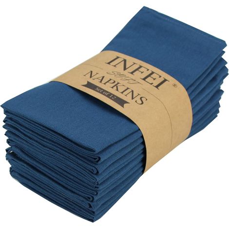 Serviettes en Tissu en Coton de Couleur Unie - Lot de 12 (17 x 17 Pouces) - pour événements et Usage Domestique (1/5)