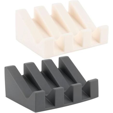Lot de 2 porte-savons en silicone auto-drainants avec égouttoir pour cuisine et salle de bain (gris et blanc) (1/5)