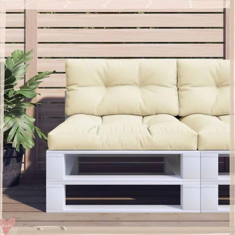 Coussins de palette - VINGVO - 360713 - Lot de 2 - Crème - Polyester résistant à l'eau (1/5)