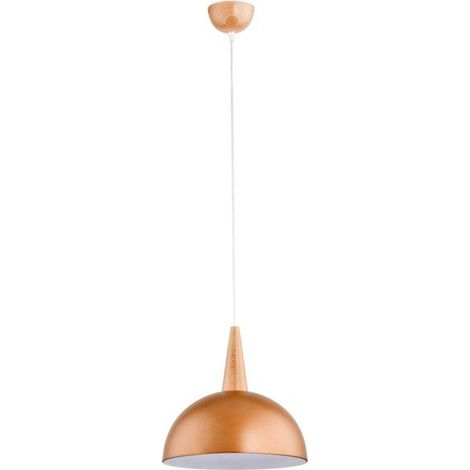 Suspension ANJA verre cuivré Ø30 bois clair E27 15W (1/3)