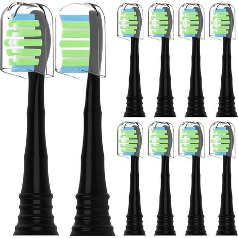 Compatible avec la brosse à dents électrique Têtes de brosses de remplacement, pour la brosse à dents électrique Avec housse de protection, Lot De 10 (Noir, Medium) (1/5)
