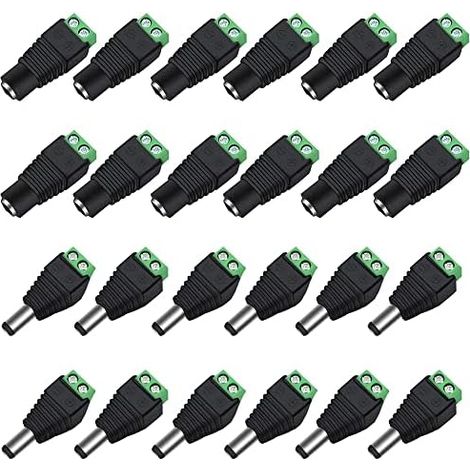 Connecteur Dc - Fiche Mâle Et Douille Femelle 2 1 X 5 5 Mm - Pour Moniteur Vidéo Caméra Cctv Ruban Led - Lot De 12 Paires (1/5)