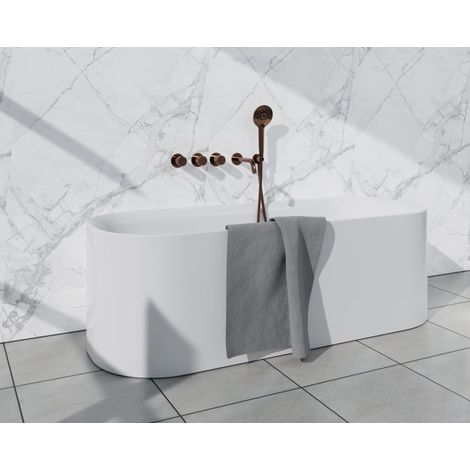 Fortifura Nebbio Ensemble combiné bain - mitigeur thermostatique - coude mural avec support de douchette - flexible de douche métallique - douchette (1/5)