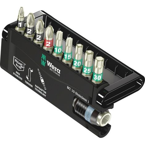 Wera BC 10/9 05071110001 Bit-Set 10teilig Schlitz, Kreuzschlitz Phillips, Kreuzschlitz Pozidriv, Inn (1/5)