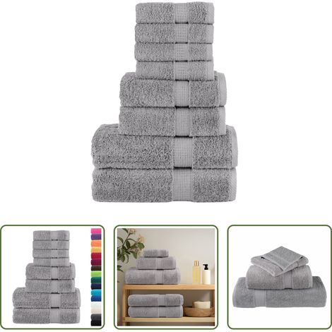vidaXL Baumwollhandtuch - 8 tlg. Premium-Handtuch-Set SOLUND Grau 600 g/m² (1/5)