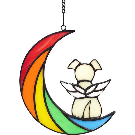 Fnyoxu Acryl-Hunde-Souvenir, Hunde-Dekoration auf dem Regenbogenmond, Erinnerung an den Verlust eines geliebten Hundes (1/5)