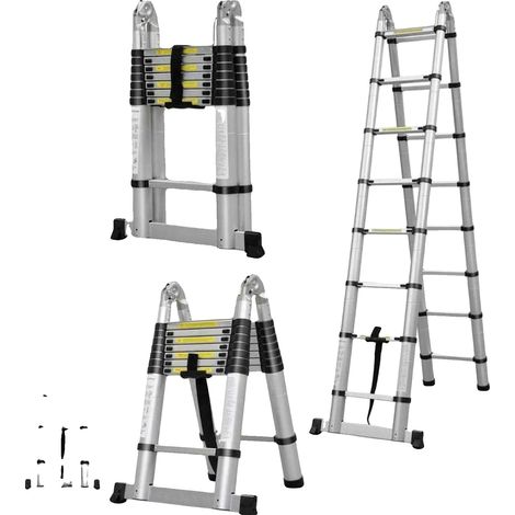 Échelle télescopique, légère, haute capacité de charge, 2.5M+2.5M (Aluminium) (1/2)