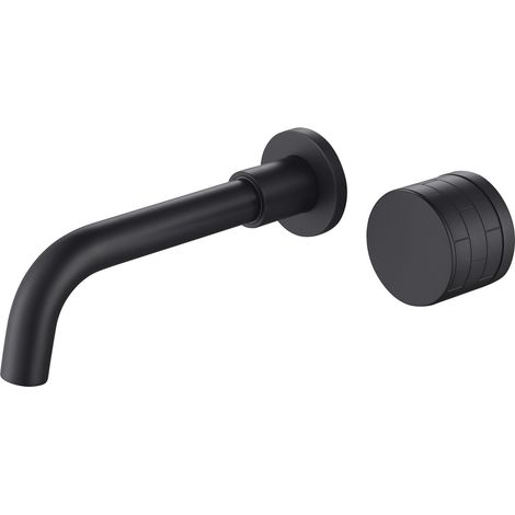 Lavabo entièrement en cuivre gris anthracite avec double poignée, robinet encastré pour eau chaude et froide, robinet de lavabo mural.