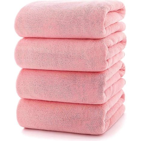 Lot de 4 serviettes de bain ultra douces, absorbantes, légères, à séchage rapide et résistantes, idéales pour la salle de sport, la plage et les voyages. (1/3)