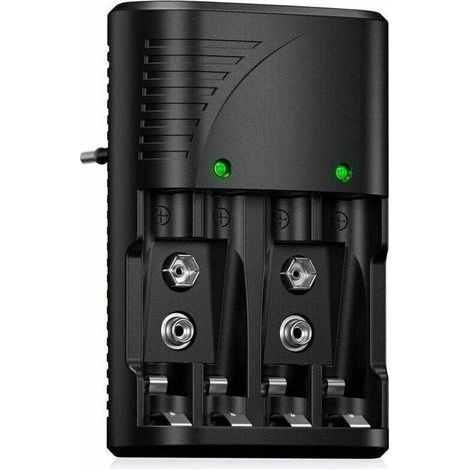Universelles Batterieladegerät für AA/AAA/9V, 6802 Schnellladegerät für AA/AAA oder 9V Ni-MH Akkus, mit LED-Anzeige, weltweite Spannung.